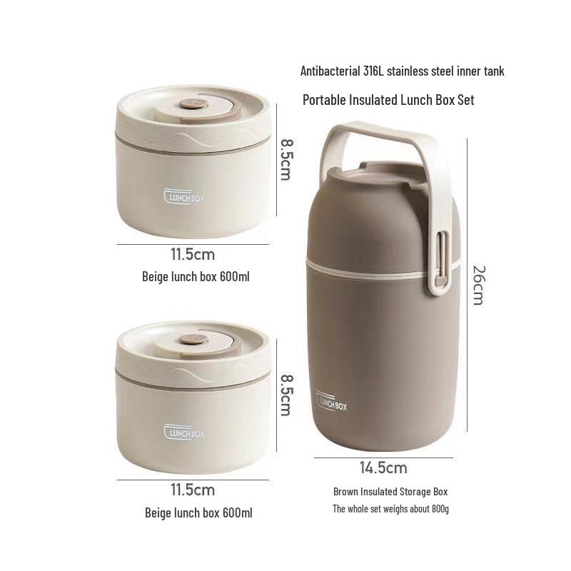 316L Stainless Steel Insulated Bento Lunch Box - Microwaveable & Portable for Office Workers & Students