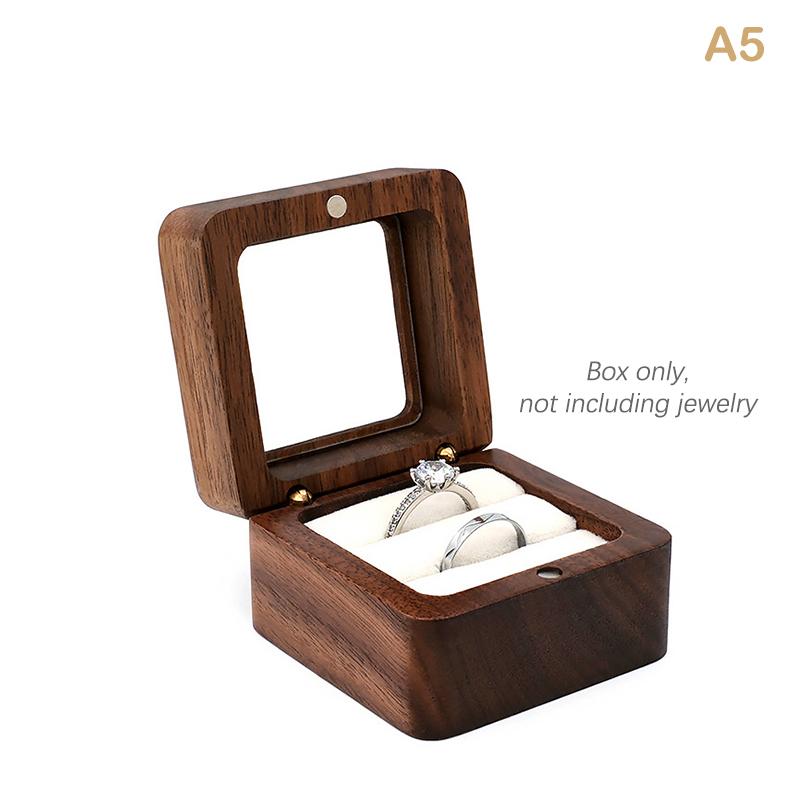 Шкатулка для ювелирных изделий из цельного дерева грецкого ореха, шкатулка для обручальных колец, маленькая настольная для хранения ювелирных изделий