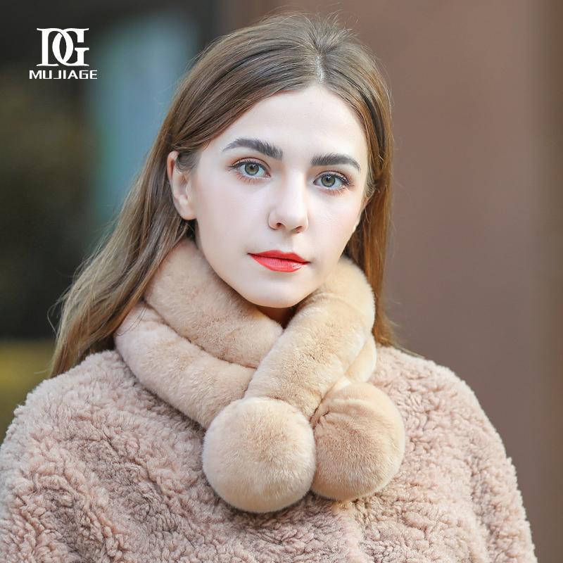 Scarf Women's Winter New Korean Fashion Versatile Thickened Cute Girl Rex Rabbit Hair Handmade Fur Neck