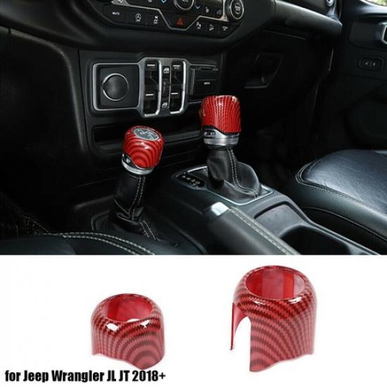 Red Carbon Gear Shift 4WD Trim Cover for Jeep Wrangler JL JT 2018+ Accessories