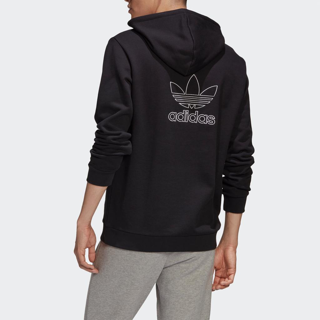 Adidas Свободная толстовка с капюшоном Originals с логотипом трилистника, мужские топы, черный GE0795