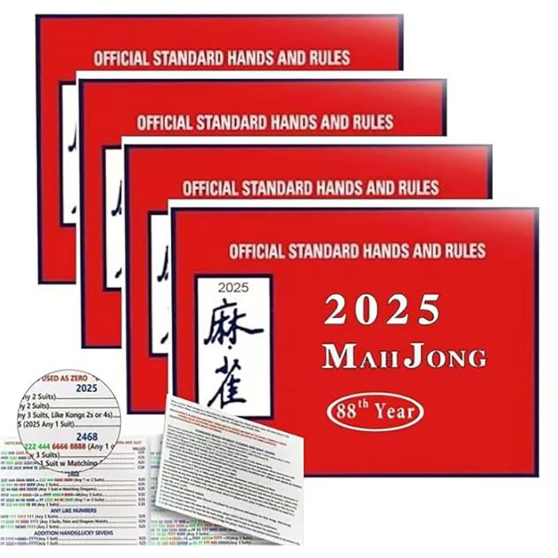 4Pcs 2025 Mahjong Cards Set Official Large Print Mah Jongg Card Standard Hands And Rules Cards Nmjl Official Strategy Reference