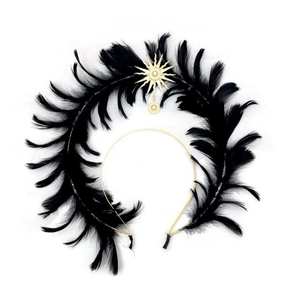 Dress Up Props Feather Halo Crown Headband Double Layer Wing Hair Hoop Christmas Party