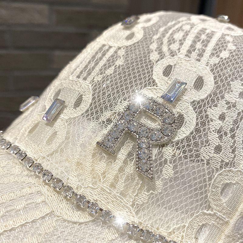 Бейсболка женская со стразами и буквой R мягкая кружевная кепка солнцезащитная летняя пляжная кепка для отдыха на природе