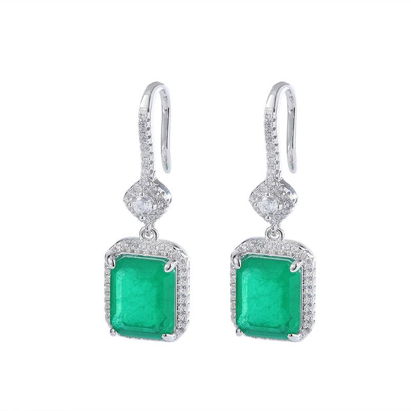 Jewelry Direct Sales Simulation Emerald Colored Treasure Earrings Retro Earrings Earrings Jewelry