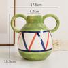 Керамическая ваза для цветов, расписанная вручную, центральное украшение для рабочего стола, украшение для дома, ваза с изображением мультяшного лица и двойной ручкой
