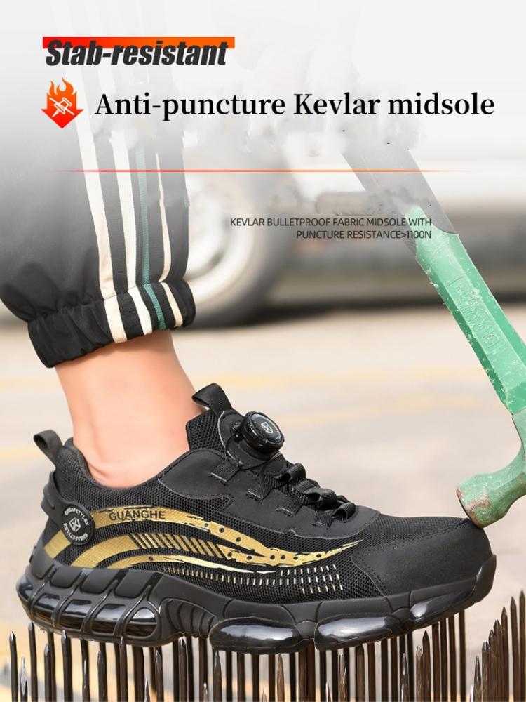 Защитная обувь для мужчин и женщин, рабочая обувь со стальным носком, легкие защитные кроссовки с вращающейся кнопкой и защитой от ударов, рабочие защитные ботинки