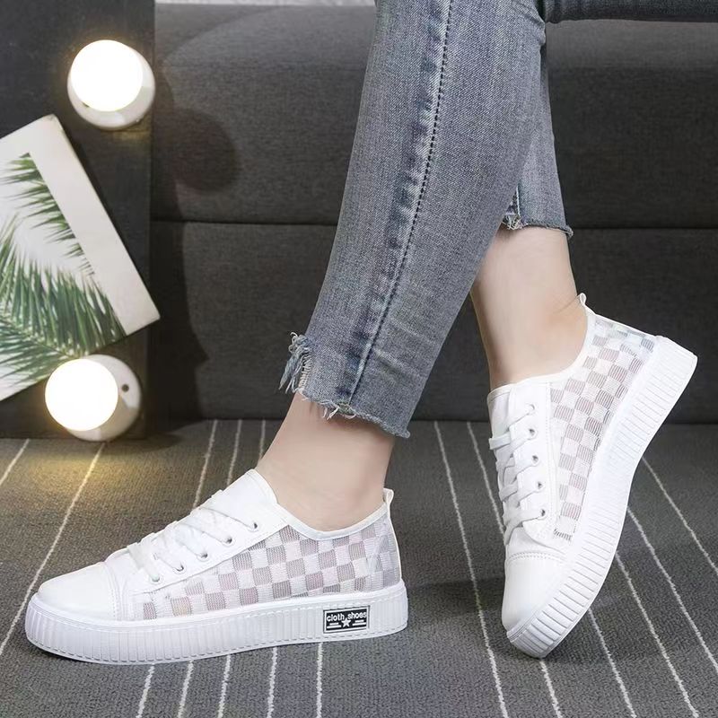 Новые летние туфли с сеткой, женские парусиновые туфли с дышащей сеткой, женская модная универсальная студенческая обувь, кроссовки в корейском стиле с мягкой подошвой