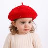 Pearl Children's Beret Woolen Painter Hat Fashion Baby Wool Hat  Kid
