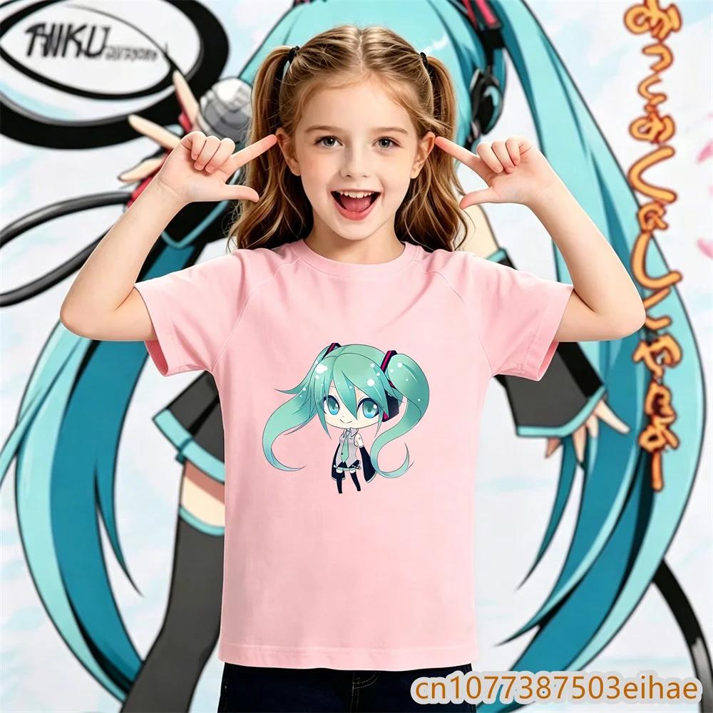 Y2K Retro Graphic Tee Hatsune Miku Pattern 2026 Summer Loose Short Sleeve Unisex Children Sportswear Stylish Wear For Boys Girls