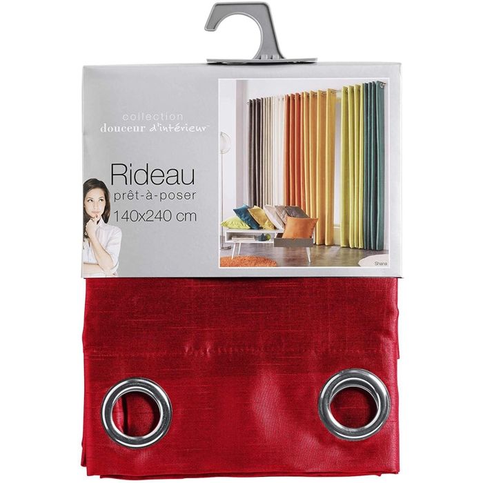 Rideau à œillets 140x240 SHANA ROUGE - Synthétique - Tamisant - Contemporain