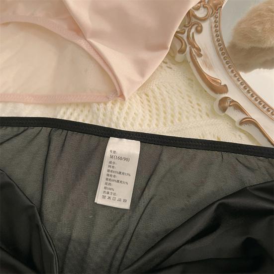 Женские трусики из прозрачной сетки с большим бантом, атласные, с вырезом, средняя талия, однотонные