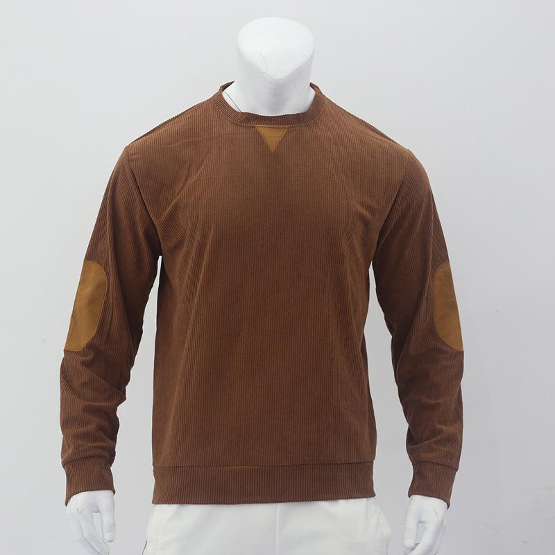 Мужской повседневный свитшот с круглым вырезом, воротником-стойкой, длинными рукавами из вельвета для осени и зимы