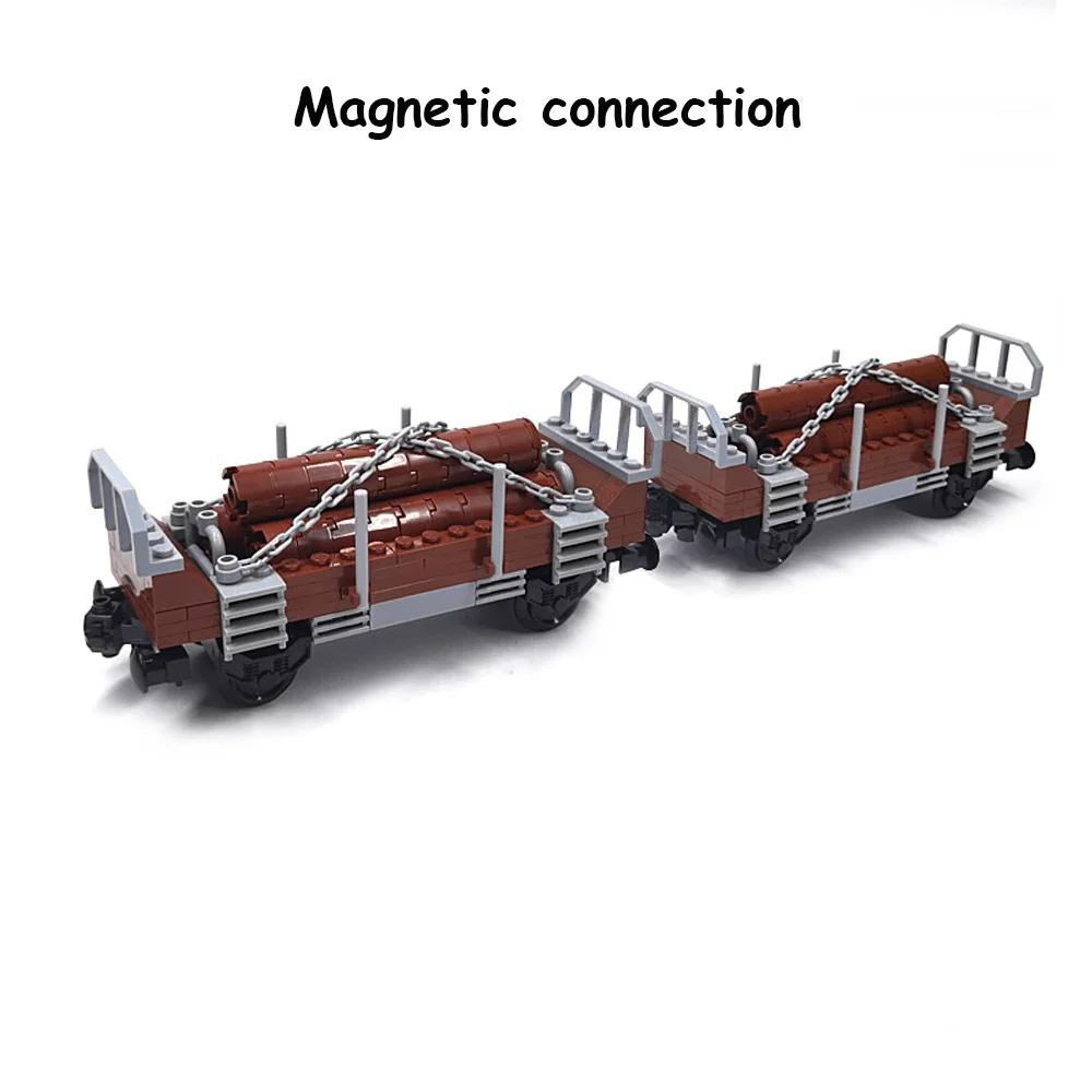 Criativo MOC Blocos de Construção para Crianças, Cidade Tanque, Trem de Carro, Trem de Carga, Lenha, Ferrovia, Ônibus Expresso