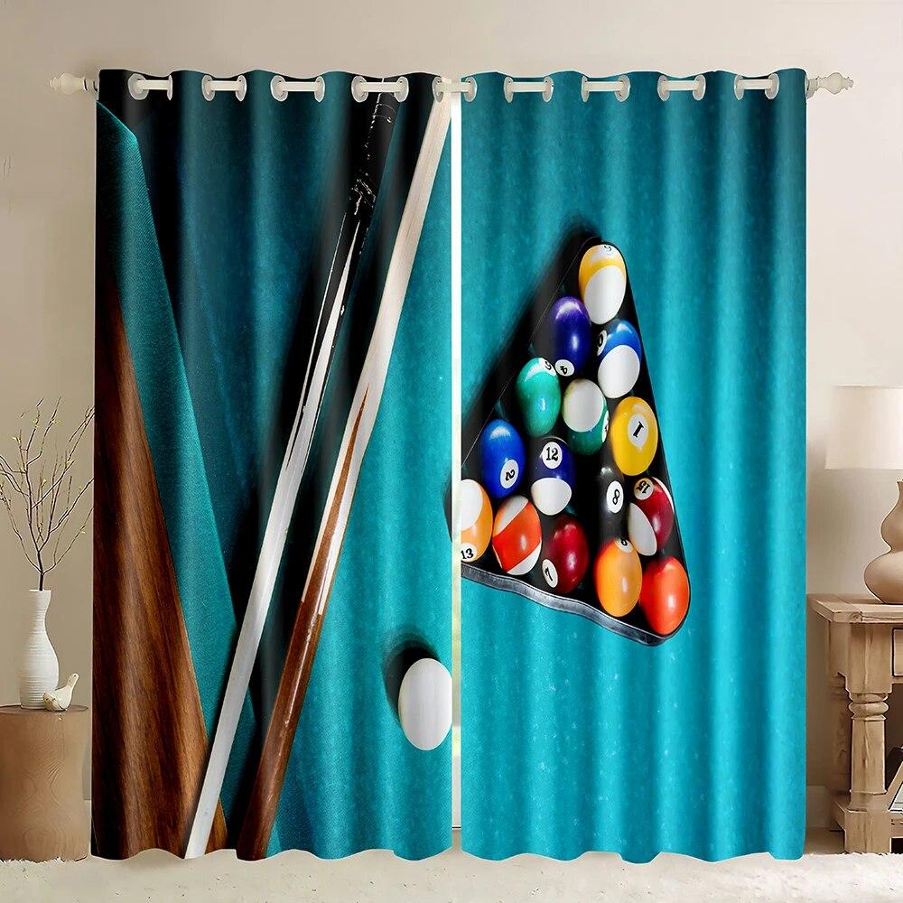 Billiard Pool Balls Arrangement Snooker Contest Beginning Entertainment Game Print Blackout Curtains