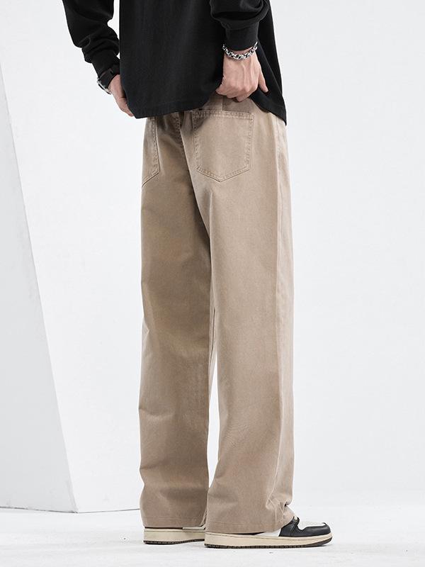Mingge 2025 Мужские брюки свободного кроя с прямыми штанинами на весну/лето - Модные, однотонные, повседневные и универсальные.