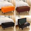 Stretch Rectangle Ottoman Covers Elastic Velvet Storage Footrest Slipcovers for Living Room Furniture Protector Xmas Home Decor