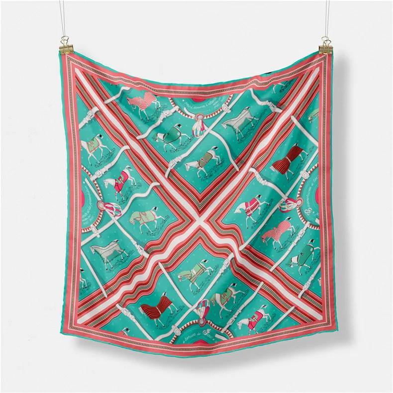 Luxury Print Silk Square Scarf Women Spring Neck Tie Shawl Wraps Female 53cm Hair Hand Wrist Headkercheif Hijab Bandana