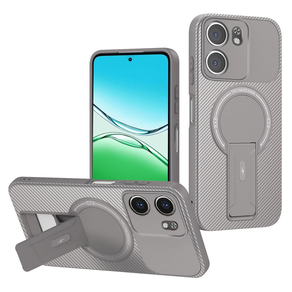 For Oppo A5x 4G/5G Case arbon Fiber Texture PC+TPU Phone Cover with Kickstand