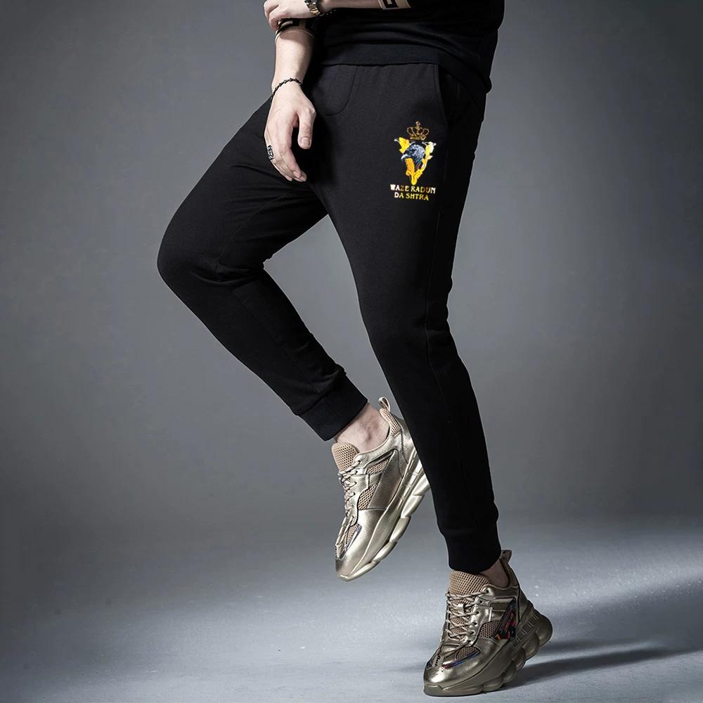 European Summer High-End Trendy Brand Thin Sweatpants for Men, Light Luxury Fashion Letter Print Slim Casual Sports Long Pants