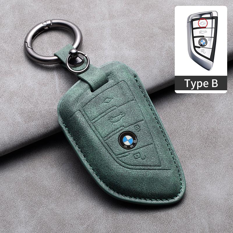 KWYP9 Hot 2025 Suede Leather Car Key Case Cover Shell Fob For BMW X1 X3 X5 X6 X7 1 3 5 6 7 Series G20 G30 G11 F15 F16 G01 G02 F48 Acce