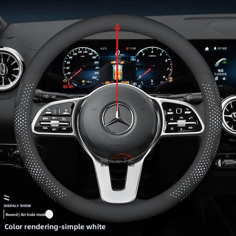 Кожаная накладка на руль автомобиля для Mercedes-Benz A-class CLE-class G350 C220 C-class GLB W124 W203 W447 W212 W210 W221 W213 mo00