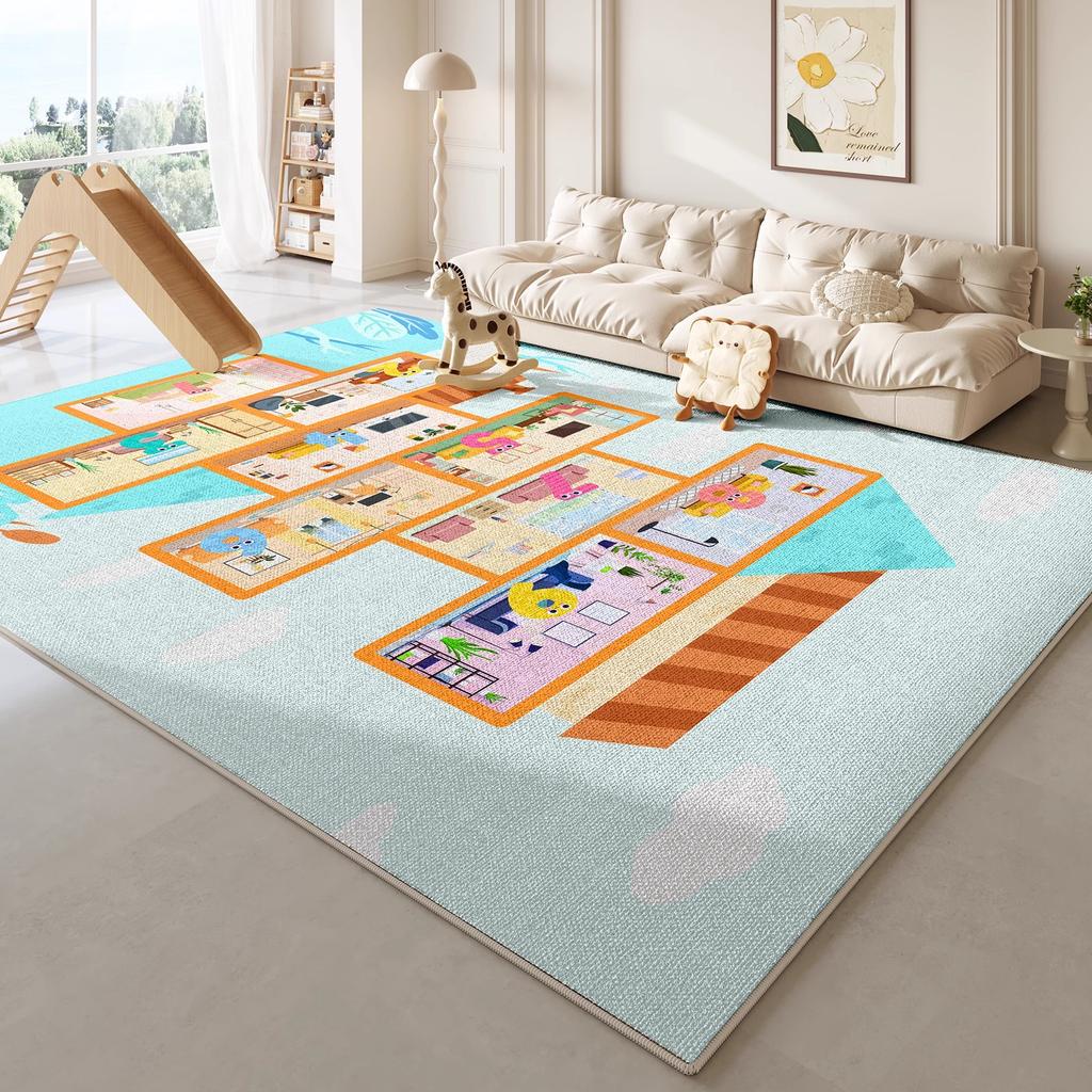 Ковер для декора спальни в мультяшном стиле, ковры большой площади для гостиной, утолщенный плюшевый коврик для ползания ребенка, пушистый мягкий детский ковер