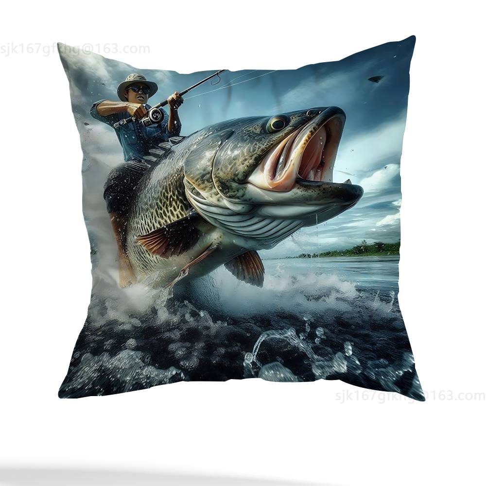 Fishing Master Pillow Case Anti-dustmite Pillowcase Invisible zipper silky short plush Sofa cushion cover