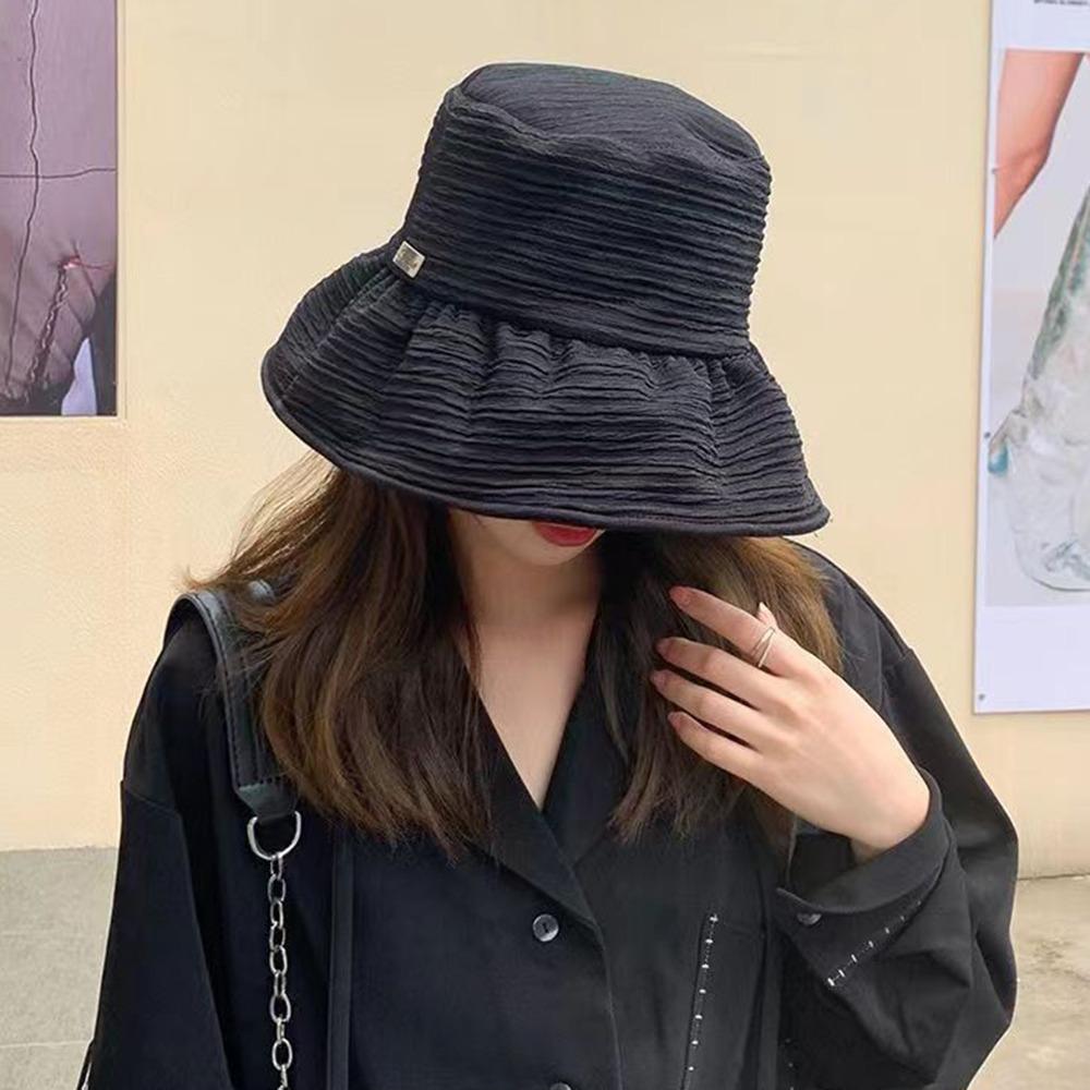 Foldable Wide Brim Sun Hat Breathable Solid Color Bucket Hat Fashion Fishmen Hat  Summer