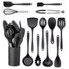 Black Silicone Kitchenware Non-stick Cooking Tool Spatula Ladle Egg Beaters Shovel Spoon Soup Cookware Utensil Kitchen Cookware
