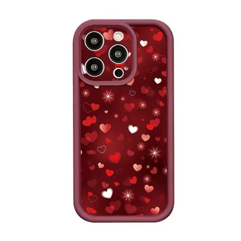 Sparkle Heart Glitter Phone Case For iPhone 17 AIR Pro Max 16E 15Plus 14 13 Mini 12 11 AIR XS XR XS Shockproof Soft Cover