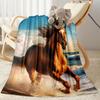 1pc Horses Sunset blanket Soft and Warm for Sofa Office Camping Travel Livingroom Great Gift for Friends and Family Comfortable
