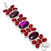 Purple Labradorite, Garnet Gemstone 925 Sterling Silver Bracelet 7-8"