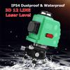 12 линий Новый 360 Горизонтальный Вертикальный Крест 3D Зеленый Свет Лазерный Уровень Самонивелирующийся Измерение Сверхмощный Лазерный Луч