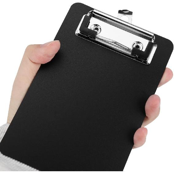 16 Pack 4 x 6 Inch Black Mini Clipboards, Memo Small Clipboards Low Profile Clip, Cute Plastic Clipboard Pocket Clipboard for Classrooms,