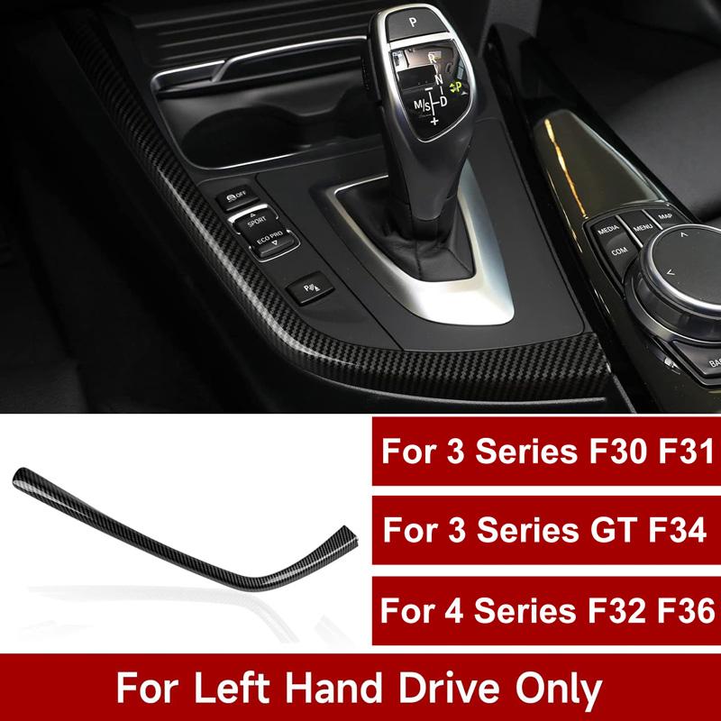LHD Car Interior Carbon Fiber Style Gear Shift Side L Shape Strip Trim For BMW 3 4 Series F30 F31 F34 3GT F32 F33 F36 2013-2019