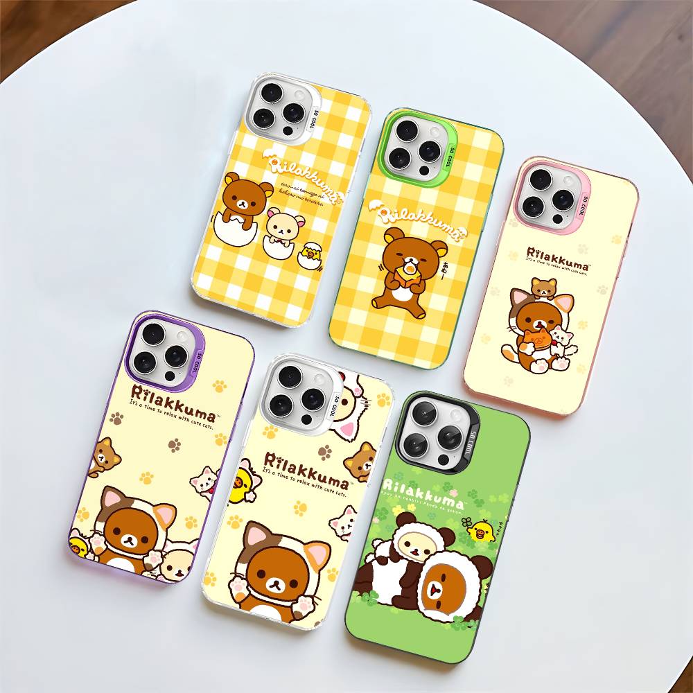 Rilakkuma Relaxed Bear Phone Cover For IPhone 16 15 14 13 12 11 17 Pro Max Plus Color Silver Shell
