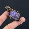 Charoite Gemstone Pure Copper Wire Wrapped Handmade Pendant Jewelry For Her