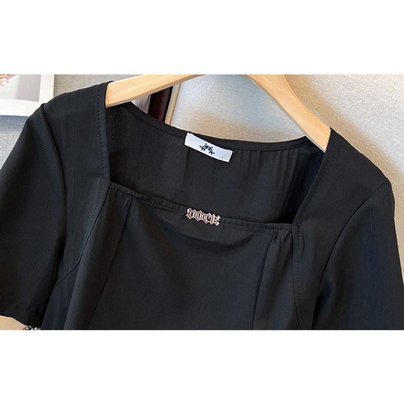 Плюс Размер Женское Летнее Новое Свободное Простое Платье С Короткими Рукавами