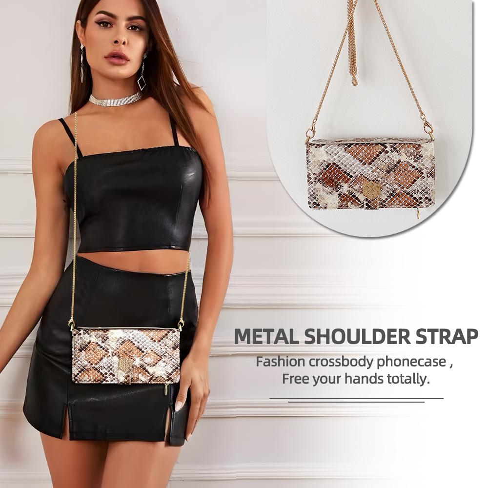 For Samsung Galaxy A05 4G Case Snake Skin Texture PU Leather Phone Wallet Cover with Shoulder Strap