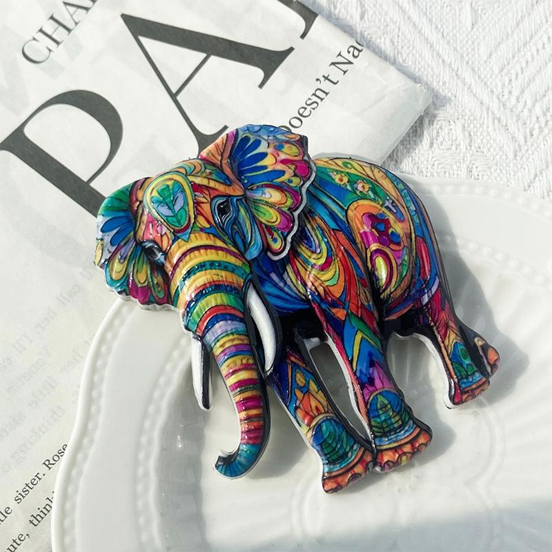 Милый слон Богемный узор Рельефный магнит из смолы Традиционный дизайн Стерео рельеф Для холодильника Сувенир из путешествия Магнитный
