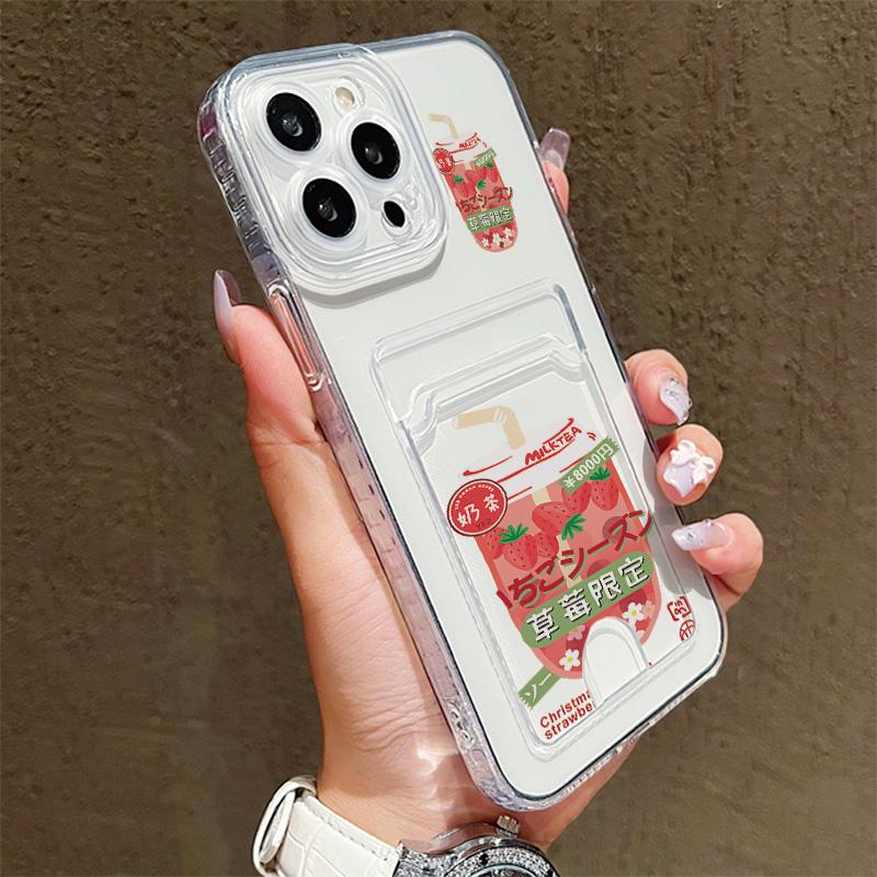 Card Slot Holder Silicone Wallet Pocket Case For iPhone 14 16 15 Max Infinix Note 30 Xiaomi Redmi Note 9 Oppo Reno 12 13F 14F Cover Clear Phone Bumper