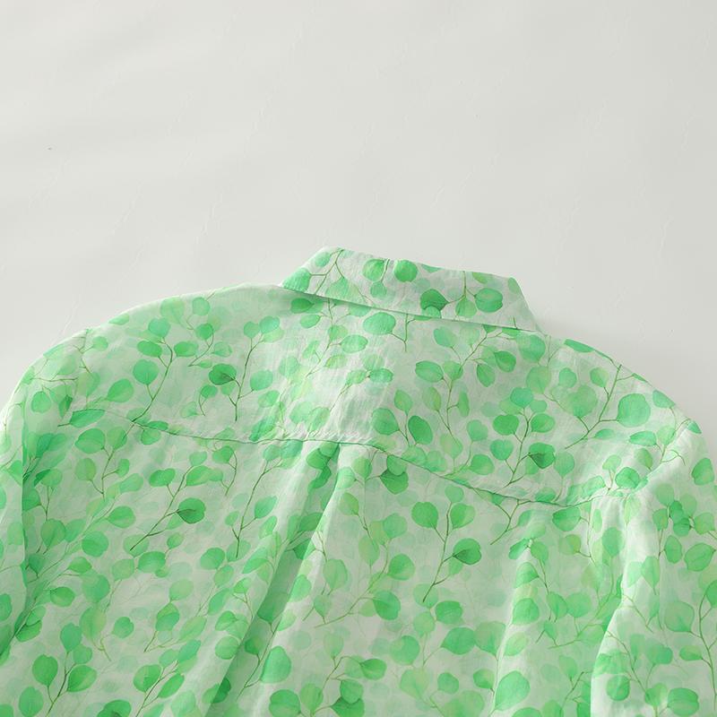 DIMANAF 2025 Новые женские топы, рубашки, футболки больших размеров, зеленые, повседневные, свободные блузки, осенний принт, хлопок, длинный рукав