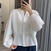 Женская одежда Корейский кэжуал Осень Новая мода Рубашка Свободный круглый вырез Приталенный топ Блузки