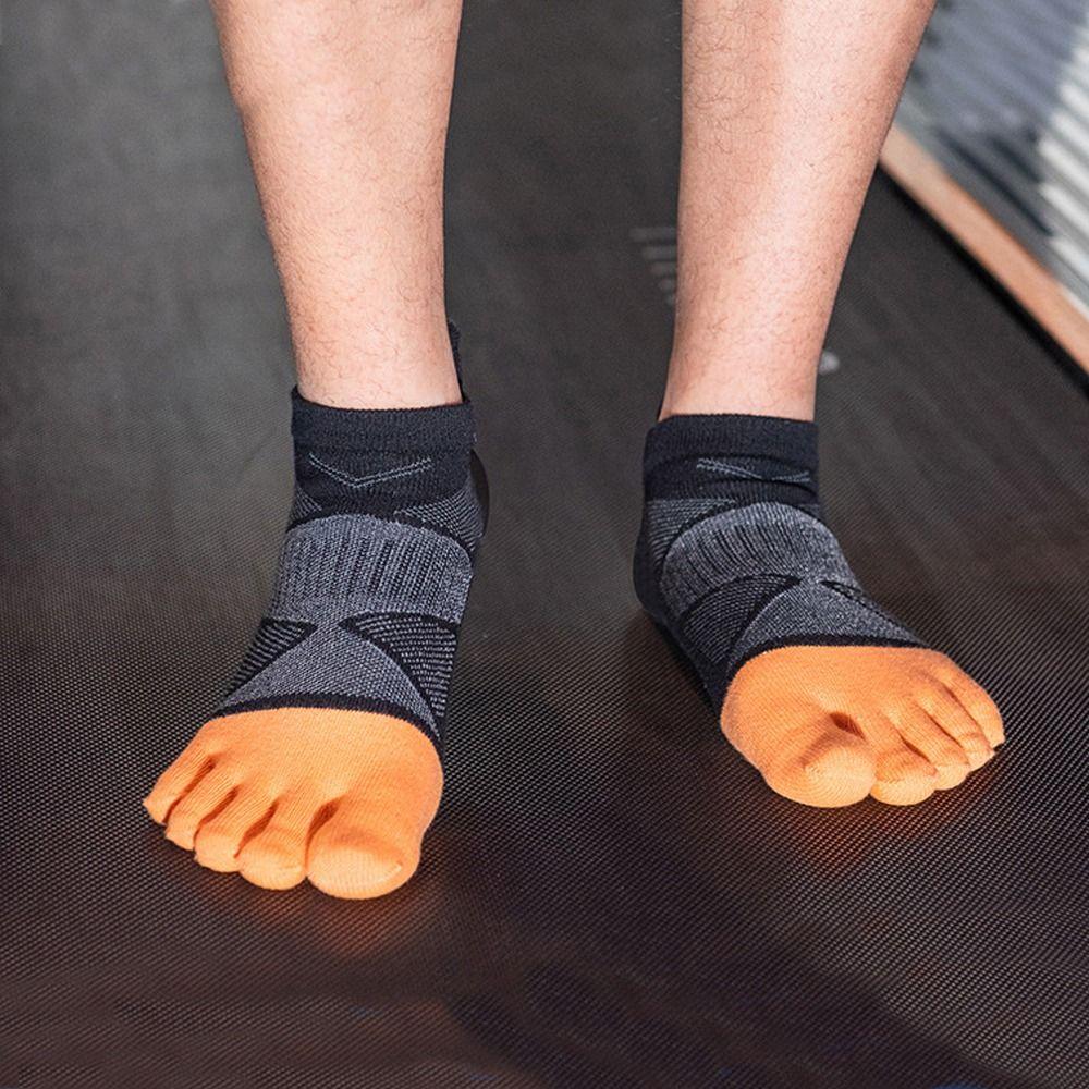 Зимние хлопковые короткие носки с пятью пальцами, футбольные носки-трубы с пятью пальцами, дышащие спортивные мужские футбольные нескользящие носки для бега до щиколотки