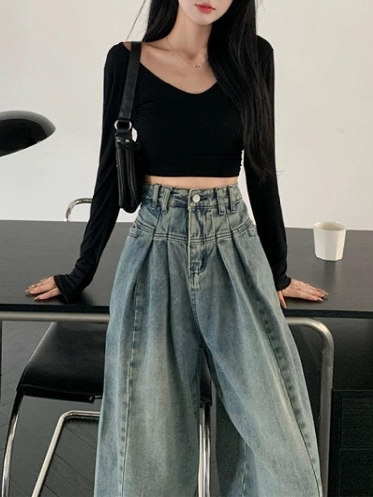 High Street 90s Y2k Винтажные свободные джинсы Женские Эстетические Ретро Уличная одежда Мешковатые джинсовые брюки Harajuku Корейские повседневные широкие брюки