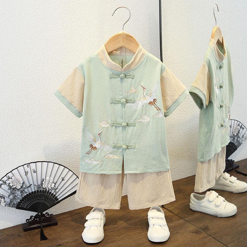 Детский весенний Ханбок, костюм из двух предметов, для мальчиков и девочек, китайский стиль, одежда для выступлений в древнем стиле, костюм Тан, дышащий, набор одежды для выступлений