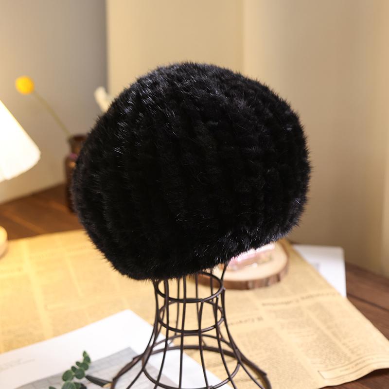 Меховая шапка женская модная теплая стильный берет шапка из норки вязаная норковая меховая шапка новый зимний берет