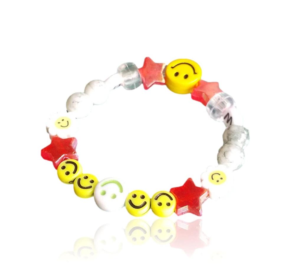 American Bracelet Star Smile USA Overseas Men's Women's Stars and Stripes Star Red and Yellow Prayer Beads
