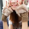 Fashion Clothes Ladies Winter Fur Woolen Knitted Warmer Fingerless Gloves Warmer Rabbit Fur Gloves Plush Half Finger Gloves Knitted Winter Warm Gloves